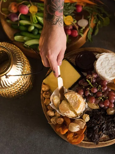 grazing table with cheese